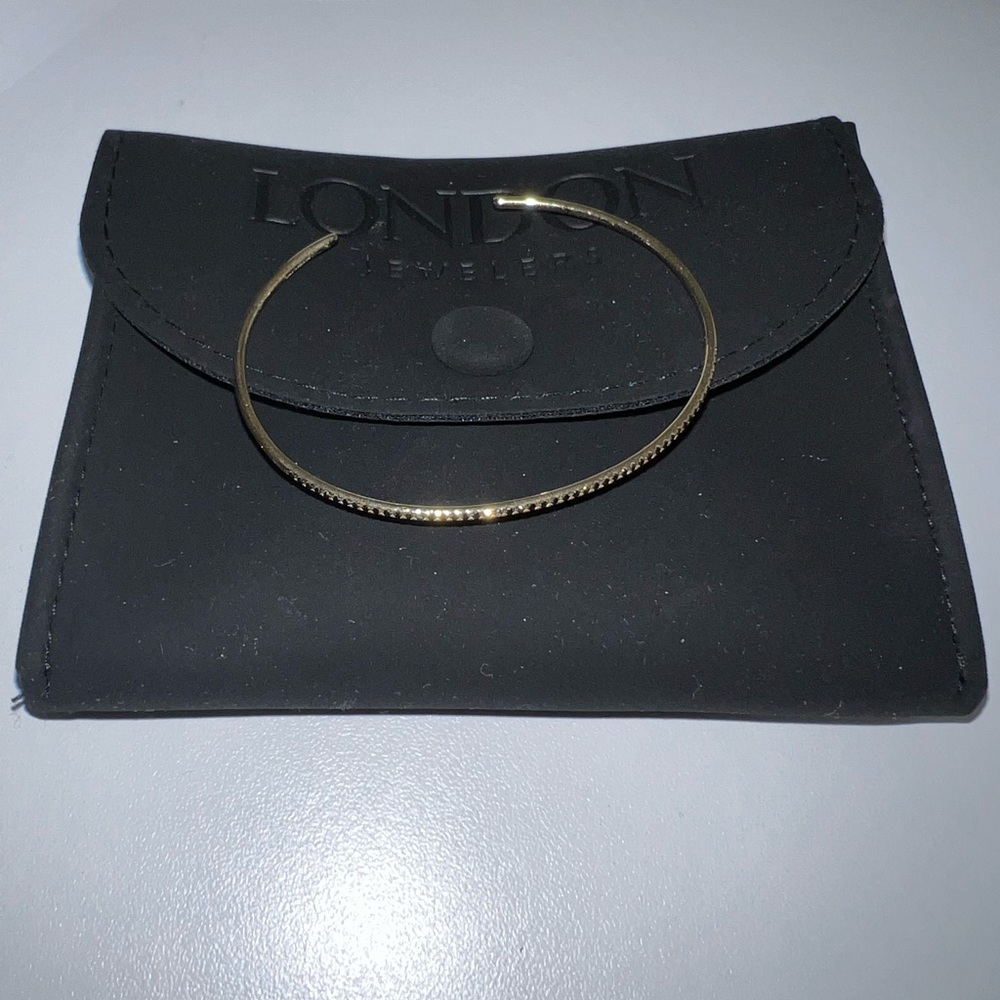 London Jewelers London Collection 14k yellow gold & diamond cuff bangle bracelet